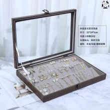 首饰盒耳环收纳盒大容量复古珠宝箱戒指项链透明展示盒摆摊