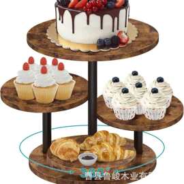 木质甜品架可旋转生日蛋糕展示架派对纸杯蛋糕甜品架果盘置物架