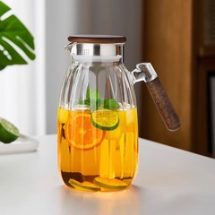 高ホウケイ酸木製ハンドルガラスティーポットクールホワイトコールドケトル家庭用高温耐性大容量防爆ガラスコールドケトル