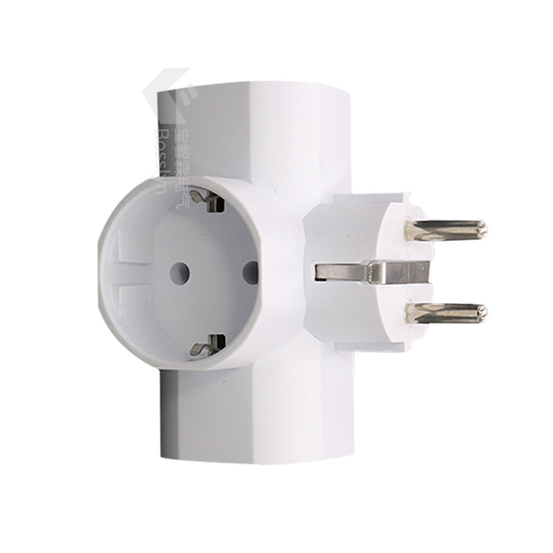 一出三欧标转换插头德标欧标电源转换插座16A韩国俄罗斯转换器