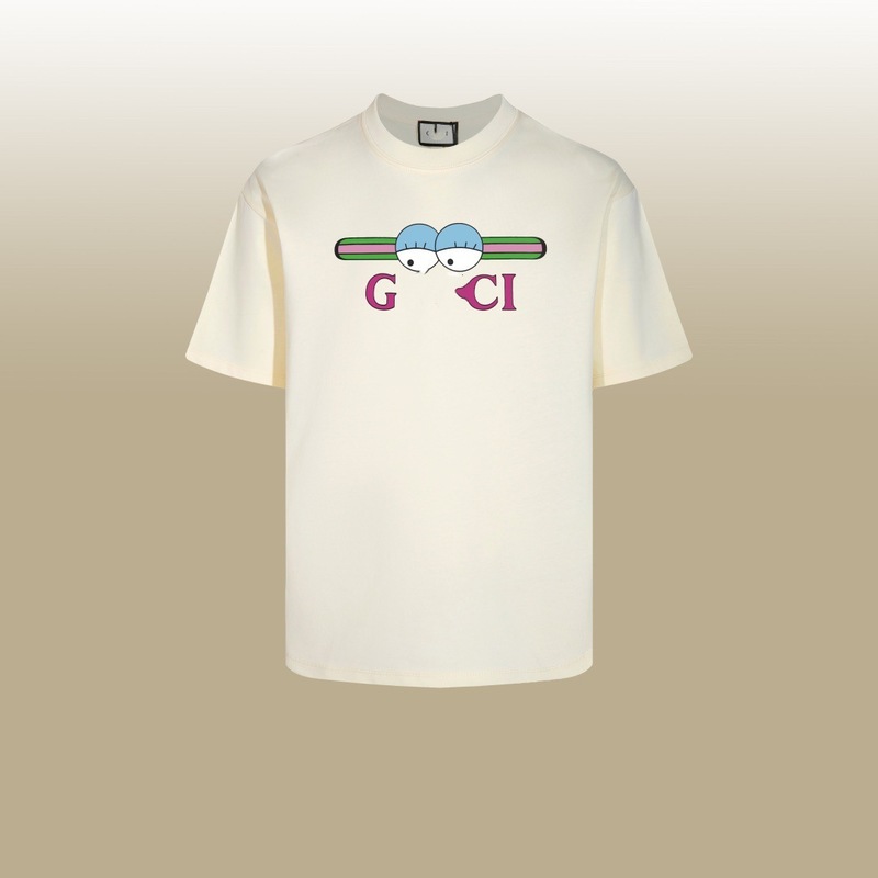 GU ジャンクション ハイバージョン 25SS 新文字 ダブルGプリント ウォッシュ加工 メンズ レディース 半袖Tシャツ 万能|undefined