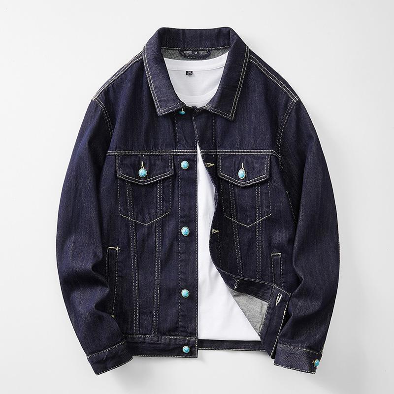Turquoise Pure Denim Jacket Anti-Fade Pure Washed Denim Jacket Men's Handsome Denim Jacket Turquoise Pure Denim Jacket Anti-Fade Pure Washed Denim Jacket Men's Handsome Denim Jacket