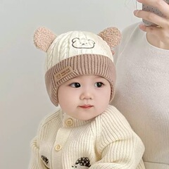韩版婴儿帽子秋冬季可爱超萌针织帽婴幼儿男女宝宝防风护耳毛线帽
