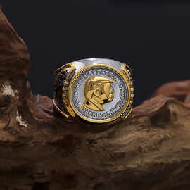 跨境爆款个性戒指双色欧美嘻哈饰品潮男士饰品厂家直销批发