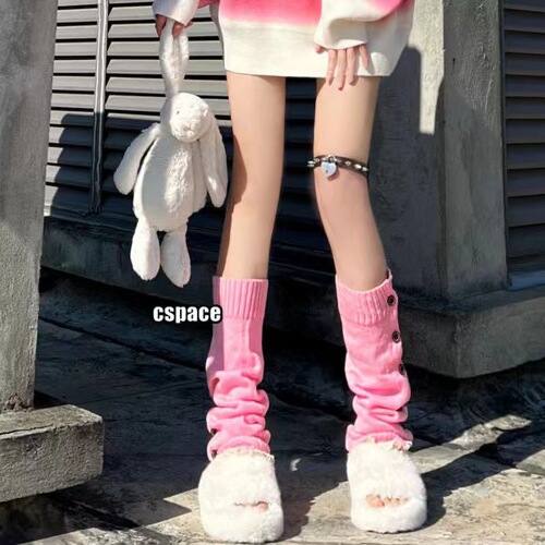 JK wide-leg socks Lolita button lace warm socks new button lace socks straight knitted leg covers