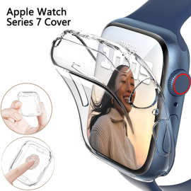 适用苹果手表保护壳iwatch7代全包电镀TPU手表壳膜一体保护套超薄