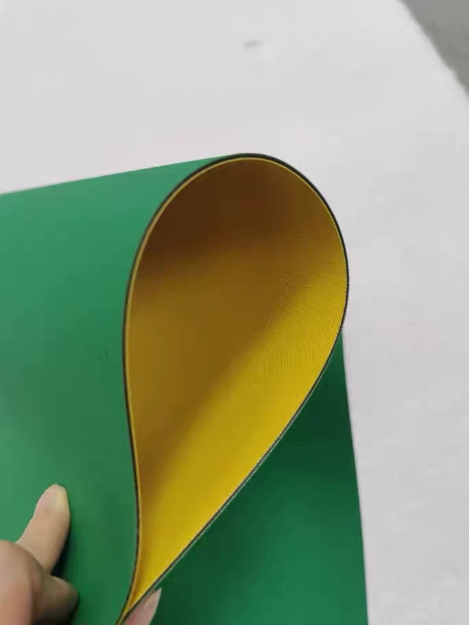 High-speed wear-resistant yellow-green flat textile belt, industrial synchronous anti-slip rubber canvas nylon base belt