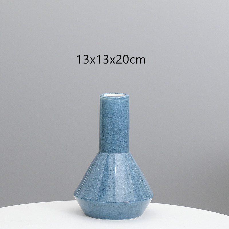 Moderno simple rojo cerámica pequeño florero decoración flor seca arreglo salón TV gabinete decoración del hogar flor Ware al por mayor