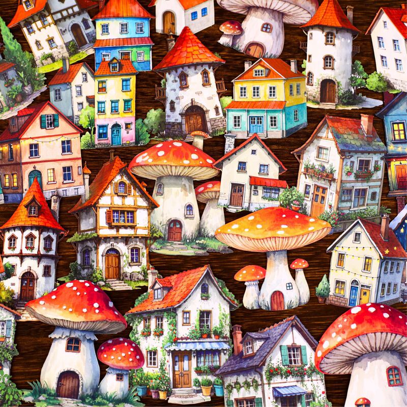 Cross-Border Wholesale Fairy Tale House Sticker Packs, Children's Creative Cartoon Journal Stickers, House DIY Stickers