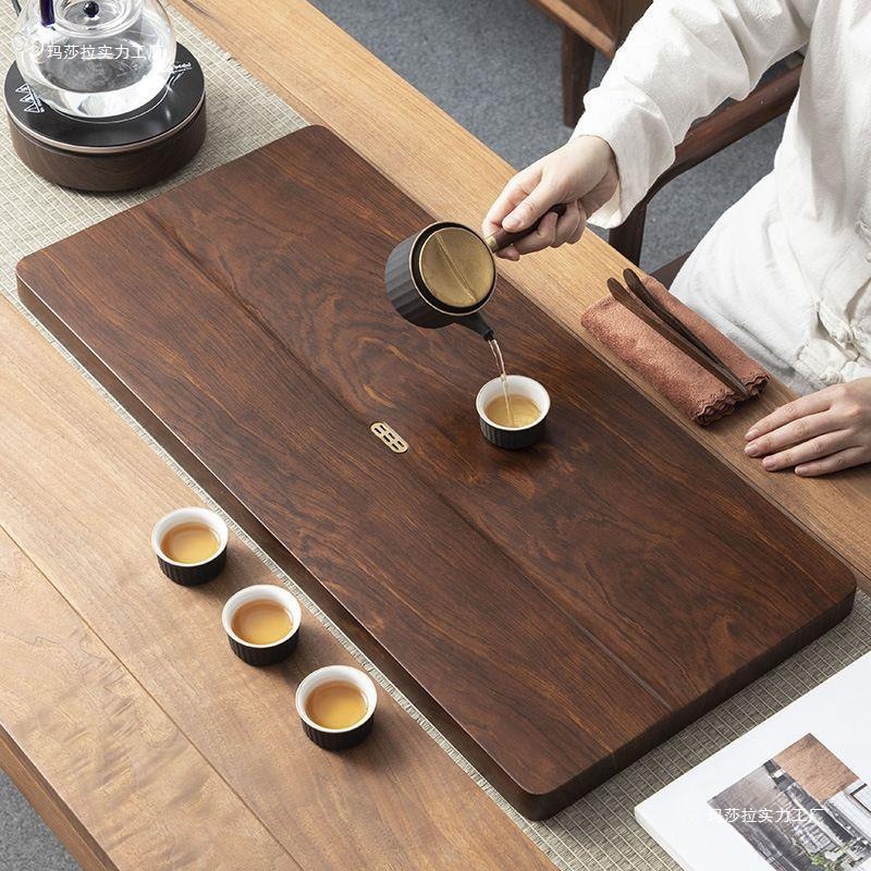 Placa de té de madera sólida, mesa de té simple de oficina, mesa de té china, almacenamiento y drenaje de agua, mesa de té eléctrica