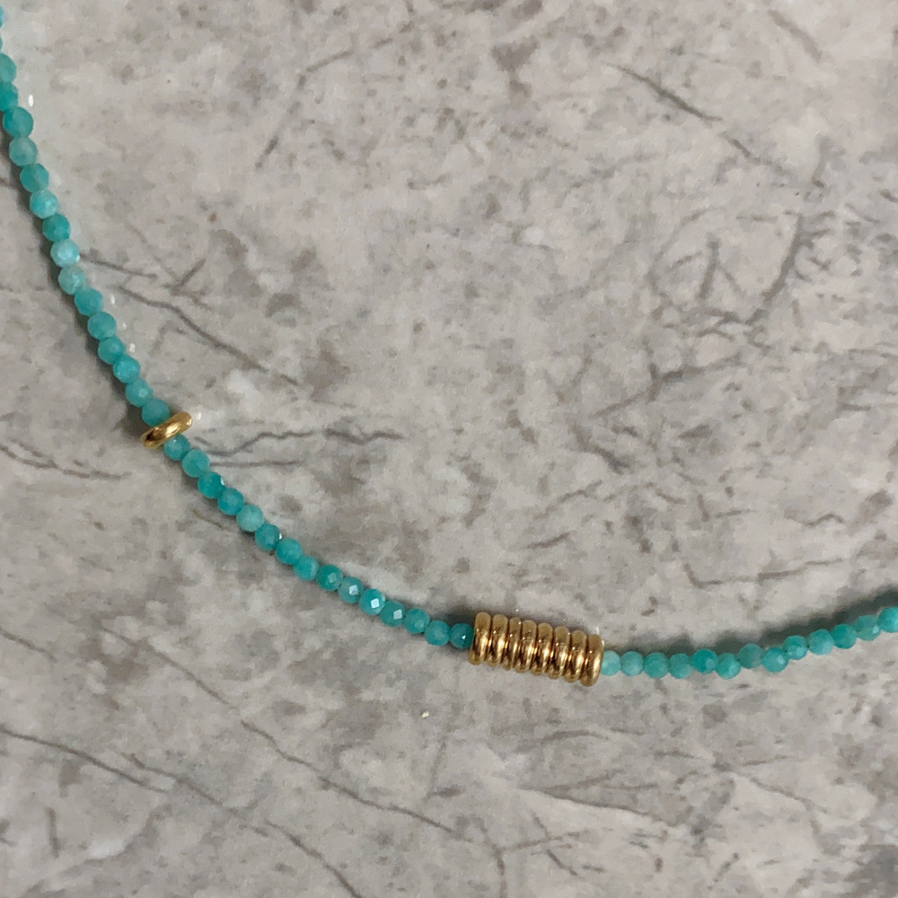 25g Weight Beads Pendant Material Necklace Classification Titanium Steel Chain Material 1 Piece Quantity Holiday, Daily Occasion Beaded, natural stone, Titanium Steel Material Geometric Pattern Women's Gender Beaded Design Simple Style Style Simple Style Geometric Beaded Natural Stone Titanium Steel Necklace In Bulk 45