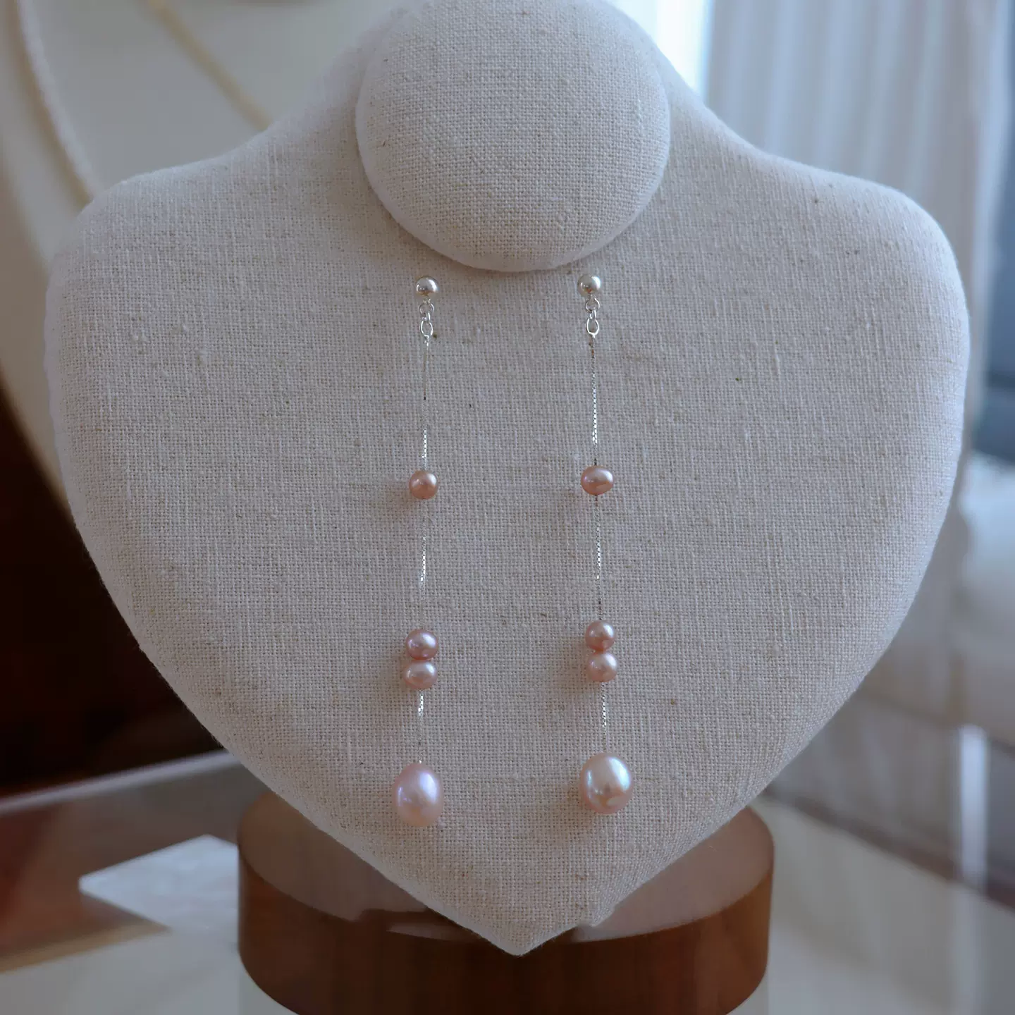 天然紫色珍珠耳饰耳线长款独特漂亮耳环秋冬小众度假风耳针批发