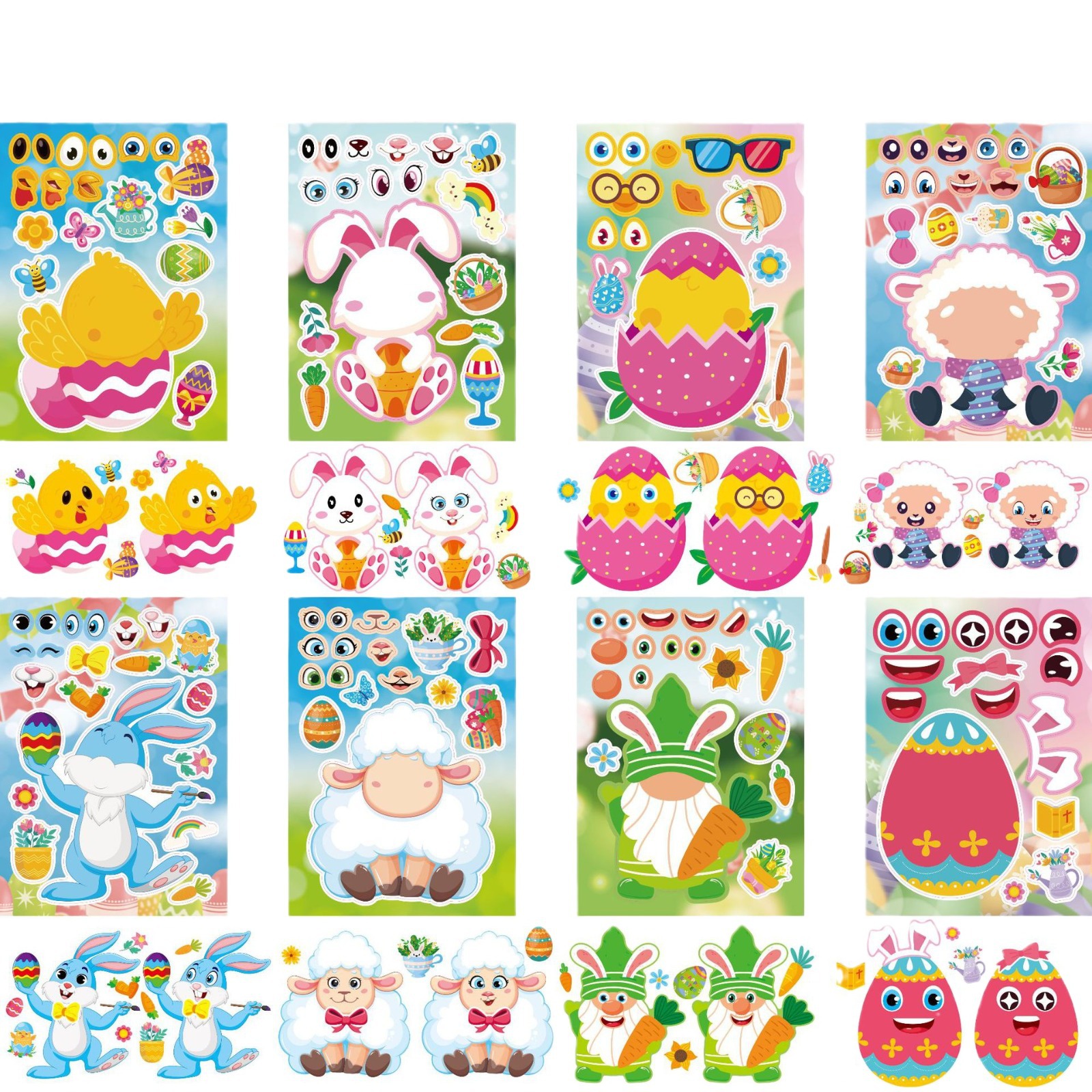 CM2310006 de dibujos animados de los niños lindo de Pascua entre padres e hijos Puzzle interactivo rompecabezas DIY cara pegatina