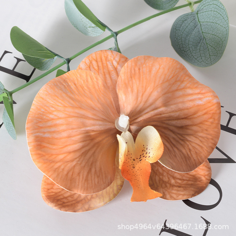 Película blanca Phalaenopsis flor cabeza pétalo simulación flor accesorios tocado horquilla diy flor decorativa de boda hecha a mano