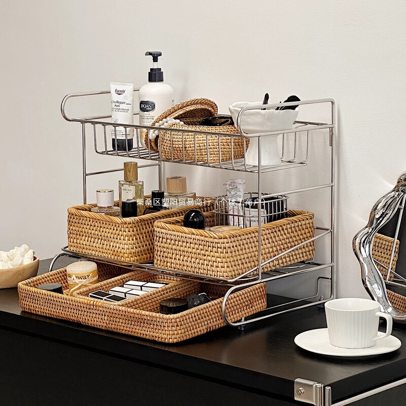 Storage Rack Stainless Steel Storage Rack Desktop Multi-Functional Cosmetics, Sundries, Snacks Organizing Rack Kitchen Bathroom Storage Rack Stainless Steel Storage Rack Desktop Multi-Functional Cosmetics, Sundries, Snacks Organizing Rack Kitchen Bathroom