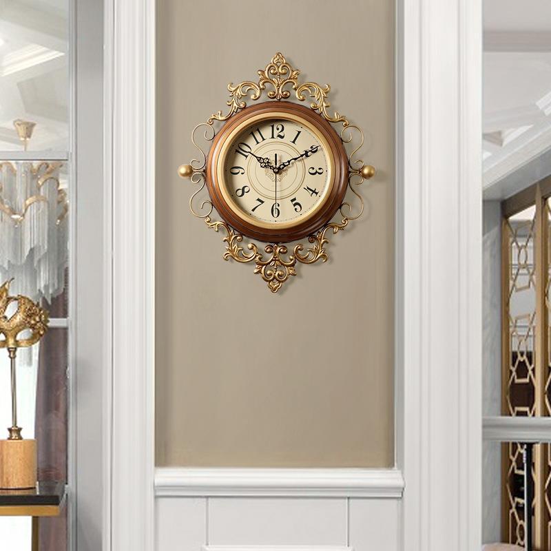 Salón americano reloj creativo estilo europeo Reloj de pared Retro Reloj de pared arte decorativo Reloj de pared hogar mudo reloj de moda