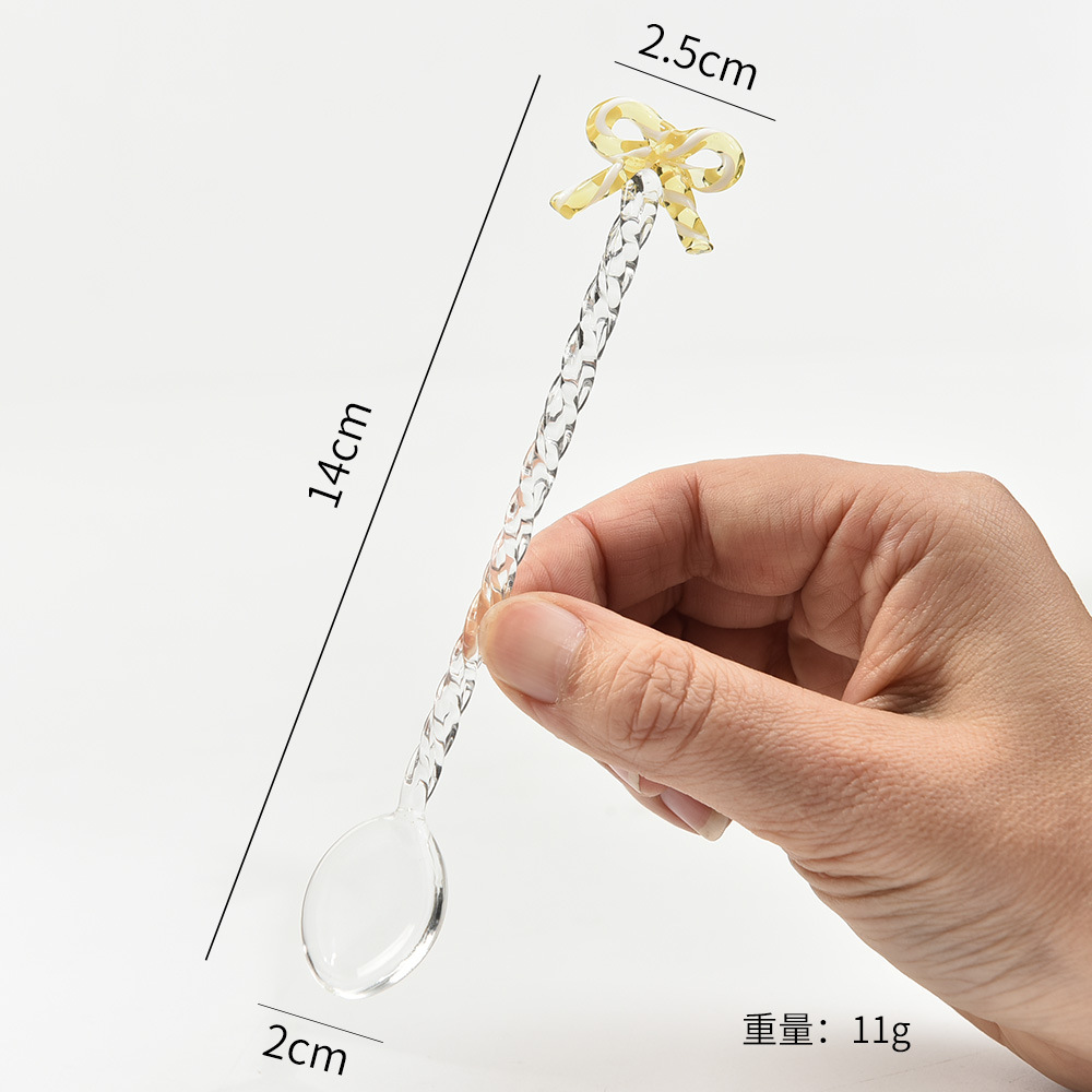 Cuchara de café de arco creativo cuchara de vidrio de colores adorable cuchara de helado de arco postre cuchara de café batida