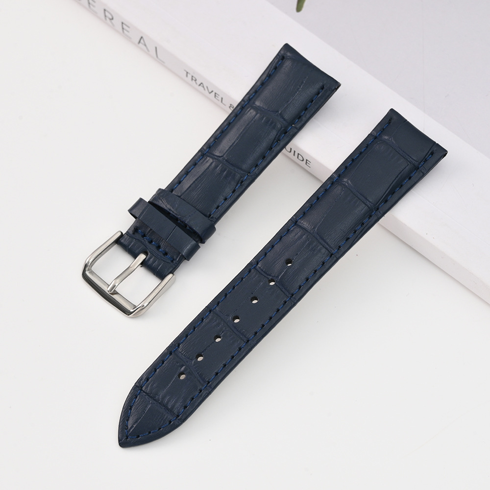 Correa de cuero con estampado de cocodrilo de venta caliente Correa de hebilla de aguja de bambú de múltiples especificaciones Correa de reloj de color unisex con interruptor