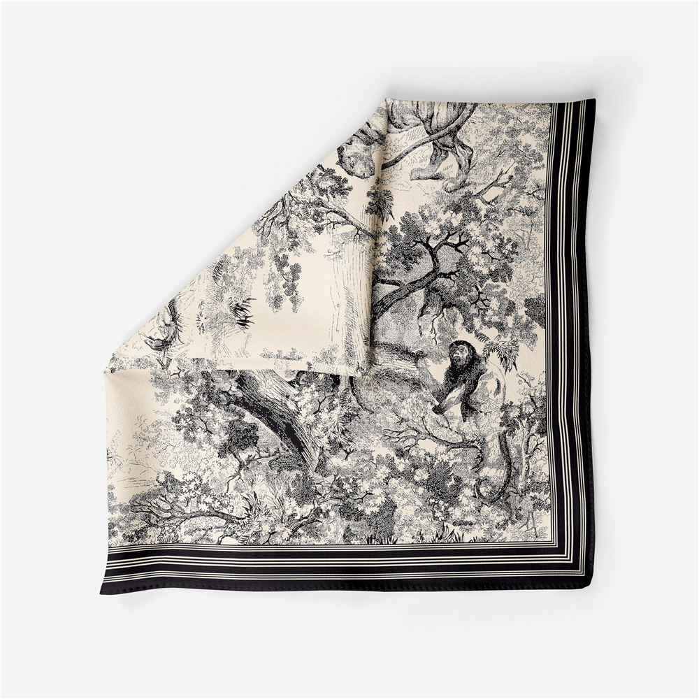 Women's Simple Style Animal Plant Satin Printing Silk Scarf display picture 13