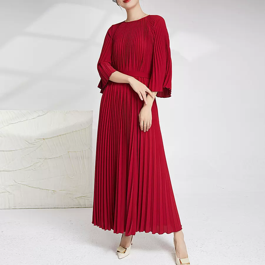 红色礼服法式高级感裙子高档超大摆长裙欧美外贸高贵轻奢连衣裙女
