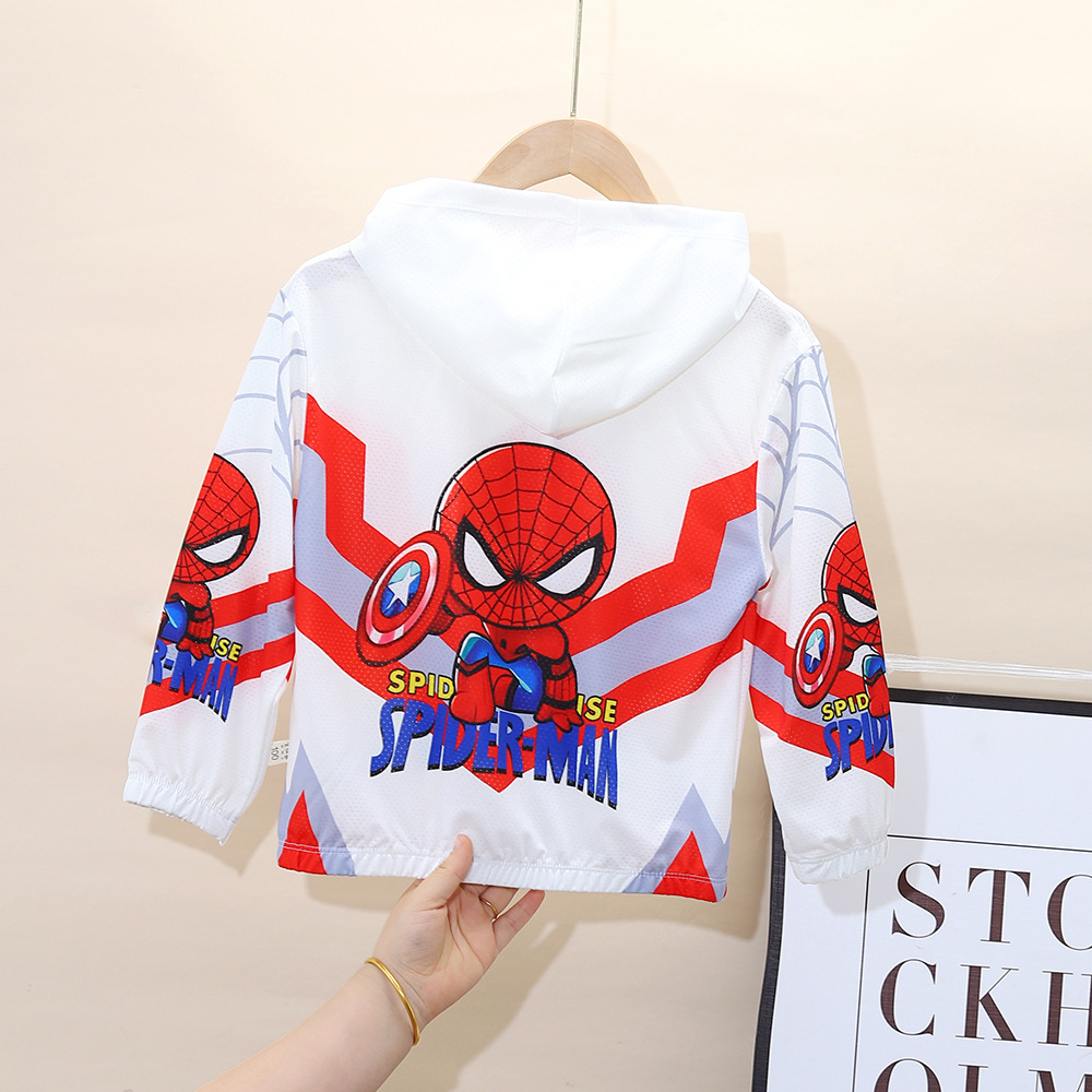 스파이더 맨 태양 보호 의류 레드