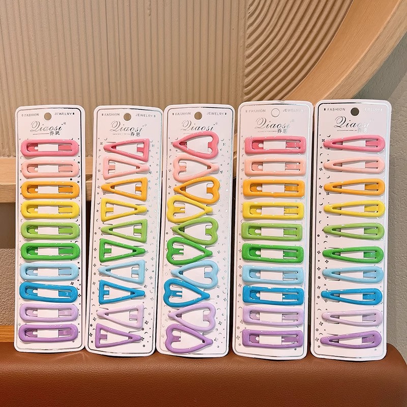 Children's Dopamine-Colored Water Drop Pentagram Hair Clips for Girls, Non-Damaging to Hair, Cute Baby Hair Clips, Side Clips for Girls