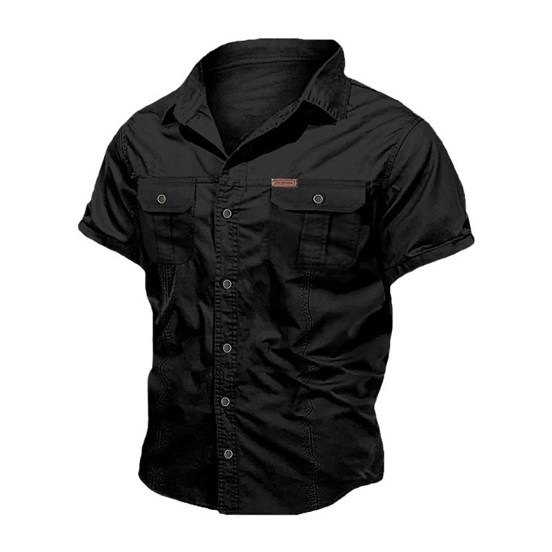Hombres de verano sólido japonés cuello suelto de manga corta estilo americano sólido versátil chaqueta casual chaqueta de hombre