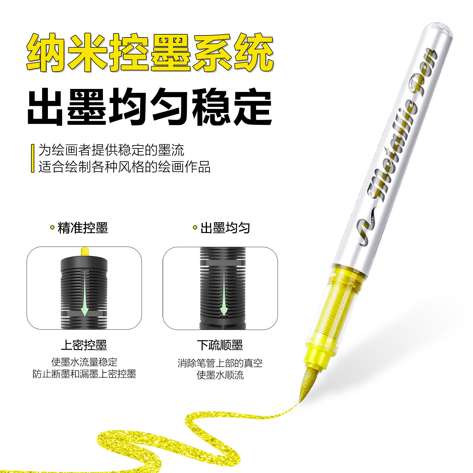 Guangna 8520 marcador de metal directo 48 color cepillo suave pintura bricolaje firma de graffiti bolígrafo de pintura de metal