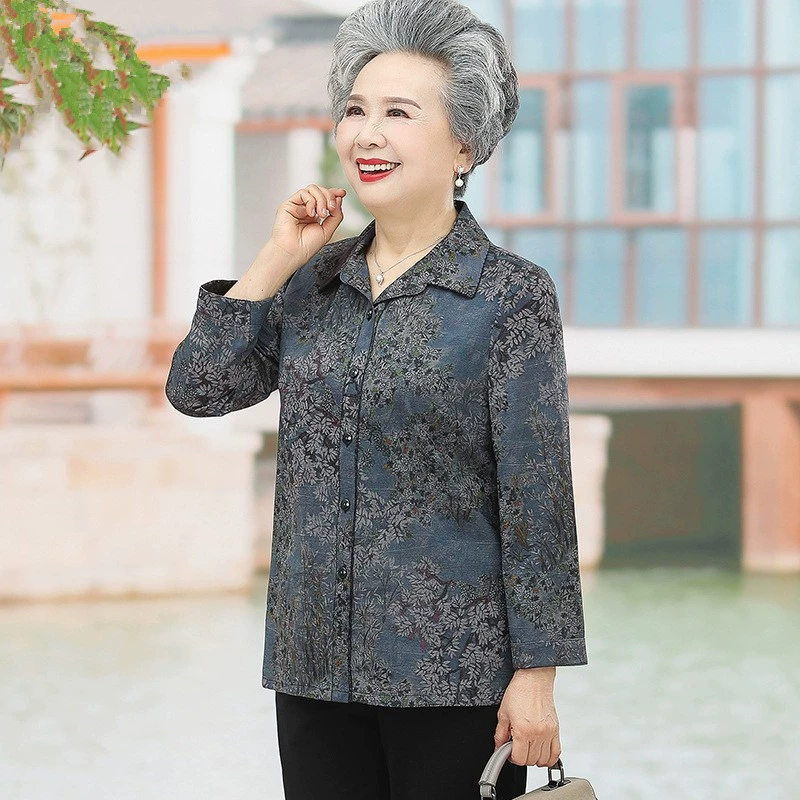 Рубашка для женщин среднего и пожилого возраста, летняя одежда для бабушек, Новая Старая женская одежда, маминая весенне-осенняя рубашка