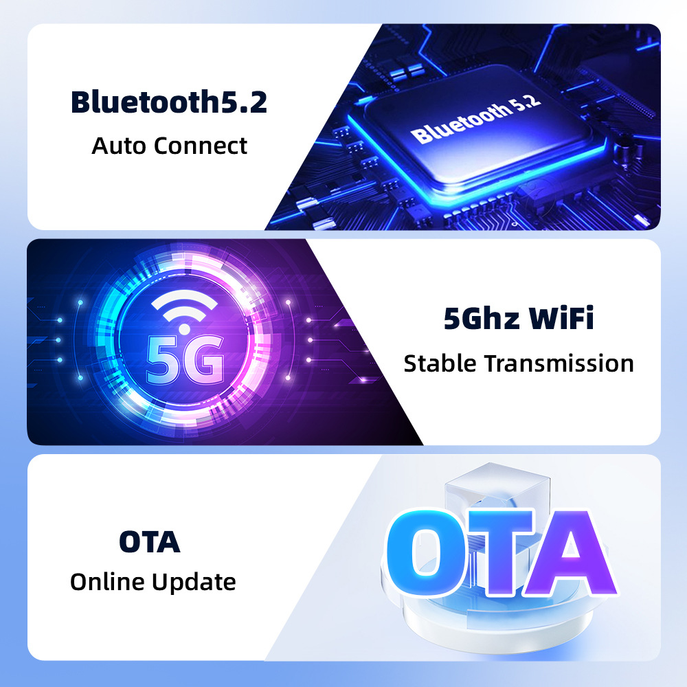 Smart Car Connectivity Adapter 2-in-1: Converts Wired to Wireless in Seconds, CarPlay Android Auto Conversion Box