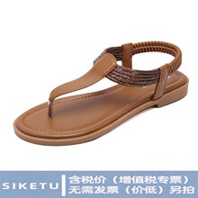 速卖通sandals新款2025欧美夏季 凉鞋女跨境休闲平底鞋一件代发