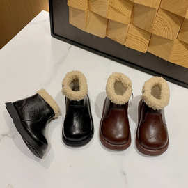 女童雪地靴2025冬季新款女孩马丁靴儿童加绒短靴宝宝保暖中筒靴潮