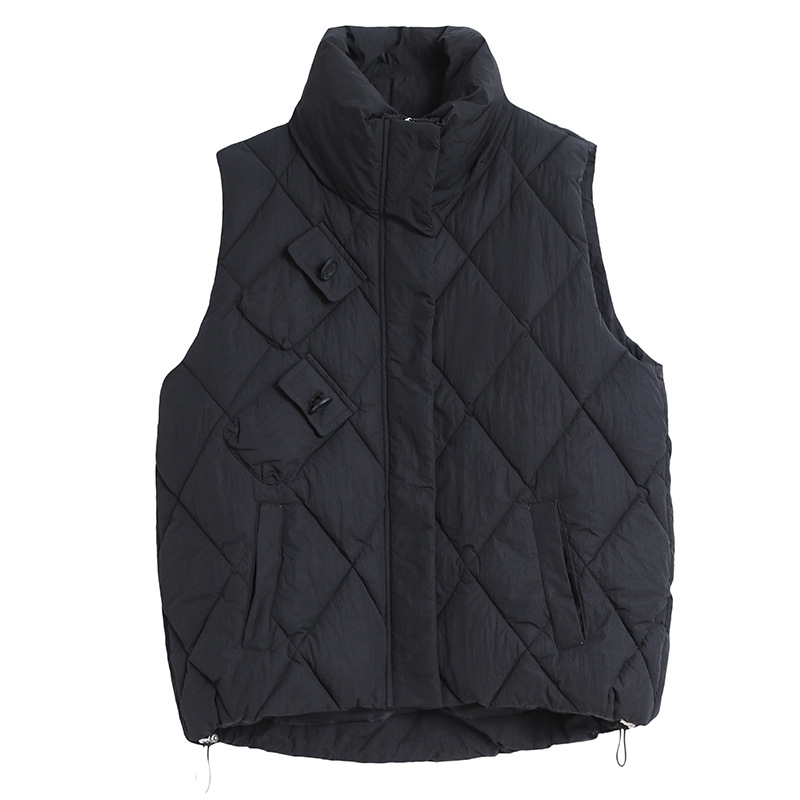 Chaleco de algodón de pluma para mujeres 2024 otoño y invierno nuevo estilo coreano de algodón suelto hombro collar de collar de algodón de color sólido chaleco image 6