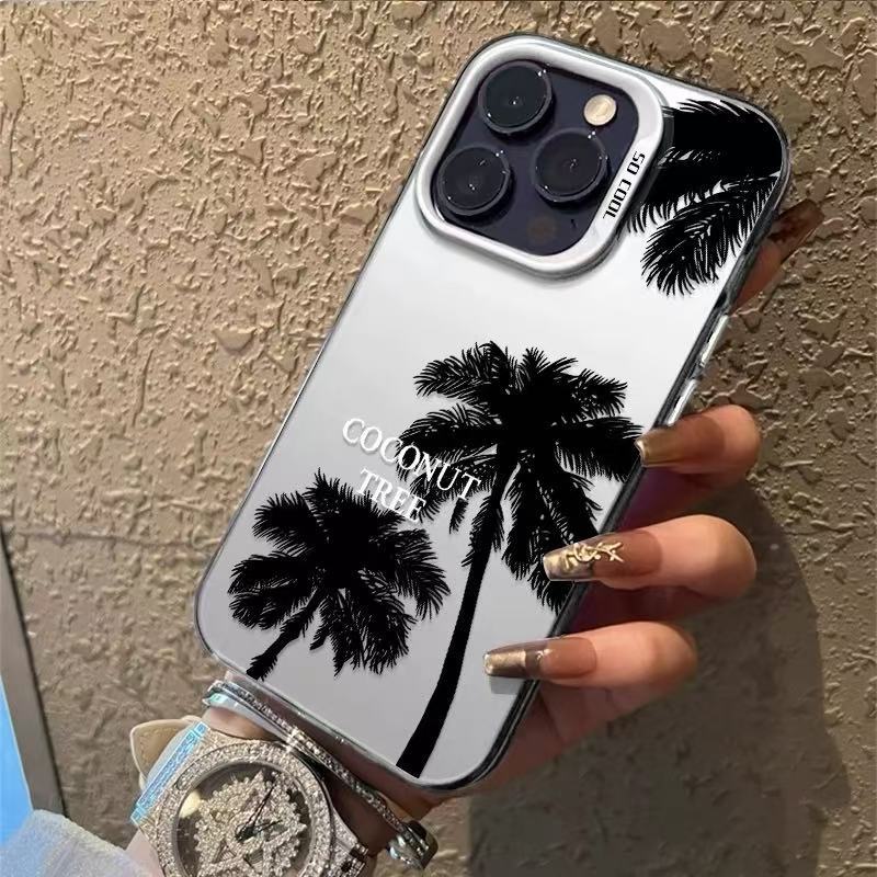 Nueva silueta de árbol de coco para iPhone 16 funda para teléfono móvil Apple 15promax/14 anti-caída 13pro12 Premium