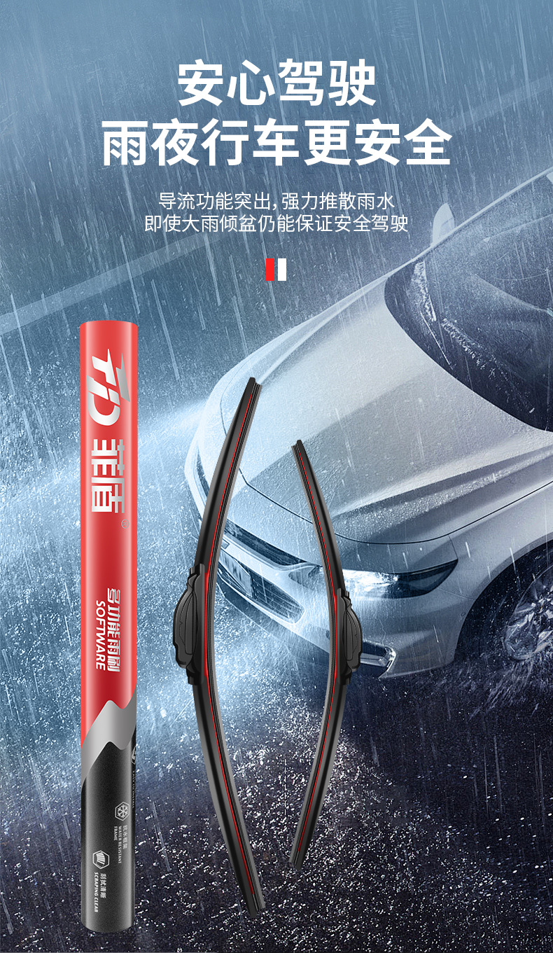 Feidian Wipers Are Suitable for Geely Galaxy L7, Galaxy L6, E8, E5, A7, M9, Starship 7, and Starlight Frameless Wipers