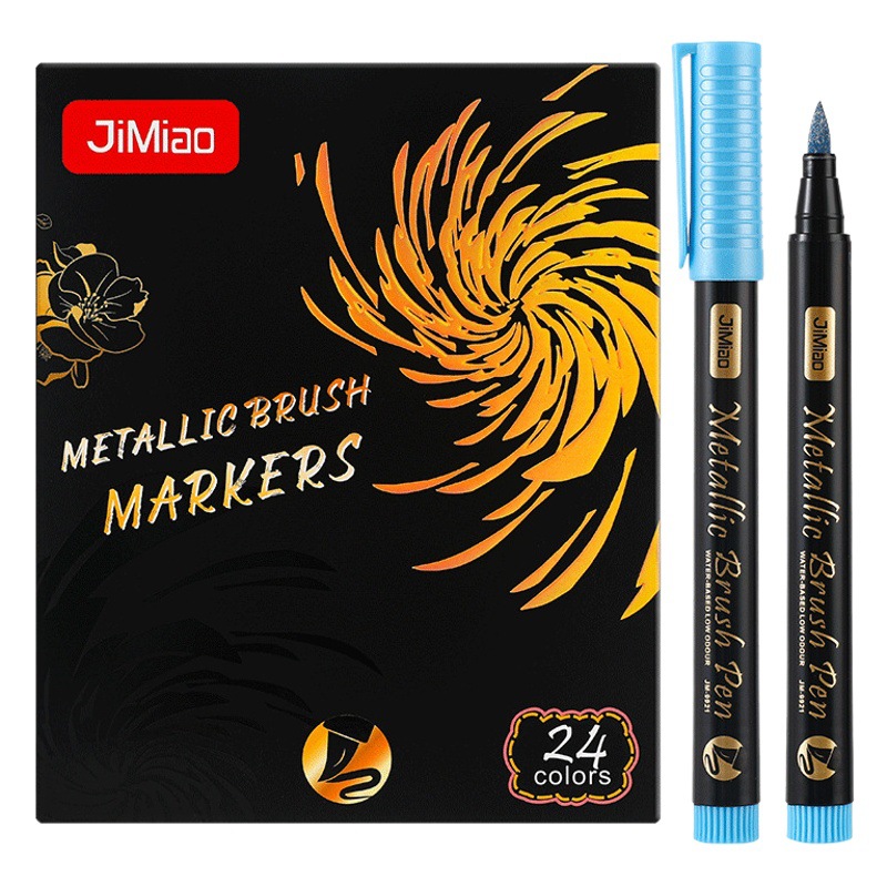 Marcador acrílico de metal de venta caliente transfronterizo Marcador de pintura a mano de graffiti de 24 colores Marcador para exteriores a base de agua de cabeza suave