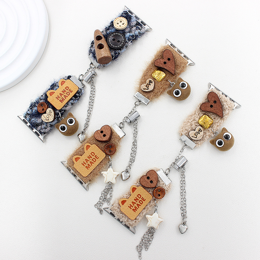 For Apple Watch Plush iwatch45678/SE Generation Smart Watch with Bracelet Cartoon Eyes