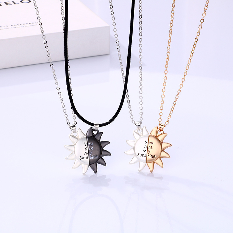 Pendant Necklace Classification Casual Simple Style Sun Alloy Plating Valentine's Day Couple Pendant Necklace