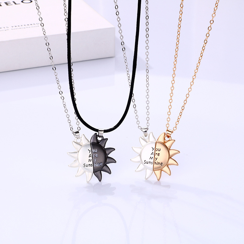 Casual Simple Style Sun Alloy Plating Valentine's Day Couple Pendant Necklace display picture 2