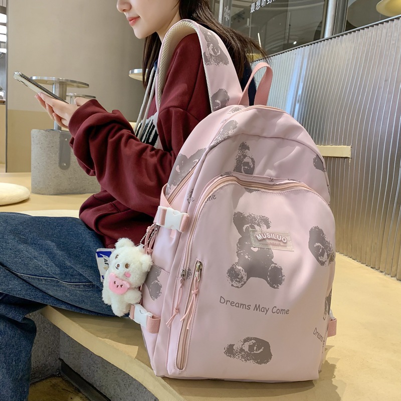 New Large Capacity Instagram Printed Book Bag for Female High School and College Students Computer Backpack_voghion.com