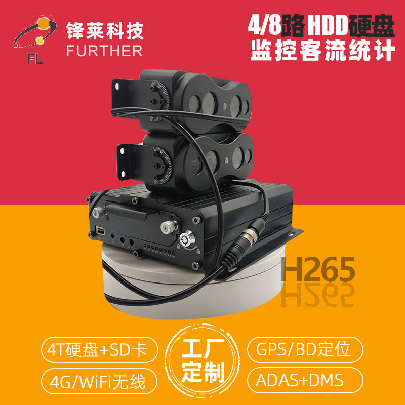 锋莱1080P公交客流监控一体机 HDD车载监控主机带ADAS+DMS Ai功能