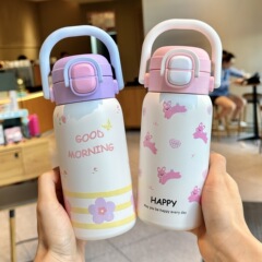2025新款儿童保温杯男女学生孩子316双饮吸管水杯子上学专用杯子