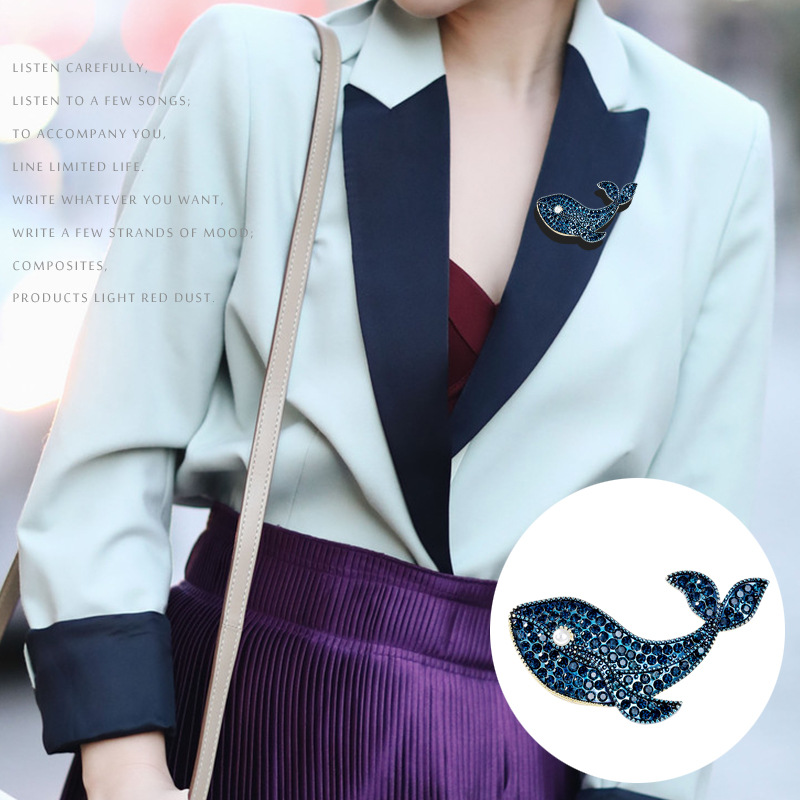 Cartoon Style Whale Alloy Enamel Plating Inlay Rhinestones Unisex Brooches display picture 2