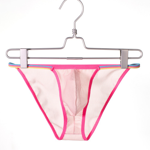 Foreign trade see-through striped sexy men's underwear low-waist sexy hairy men's sexy high-cut briefs B643