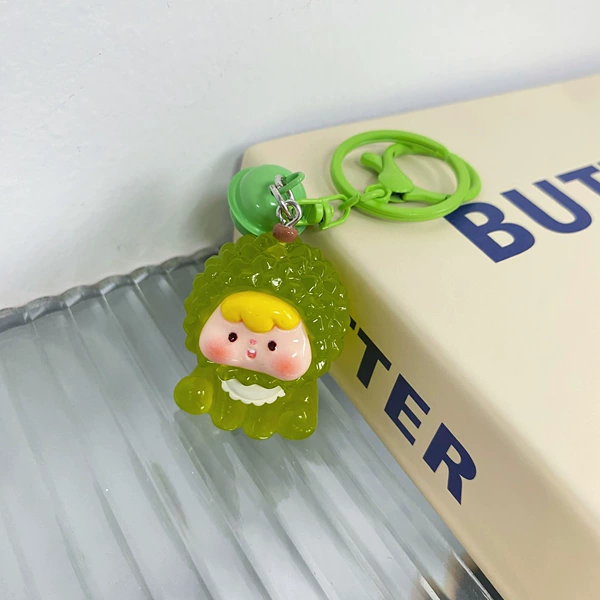 Three-dimensional Fruit Zaizai Bell Keychain [Light-in-the-Dark Durian]