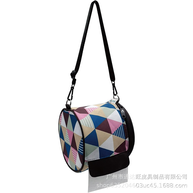 Directly supplied popular outdoor camping folding ethnic-style tissue box storage bag, car-use roll paper tissue box small cloth bag