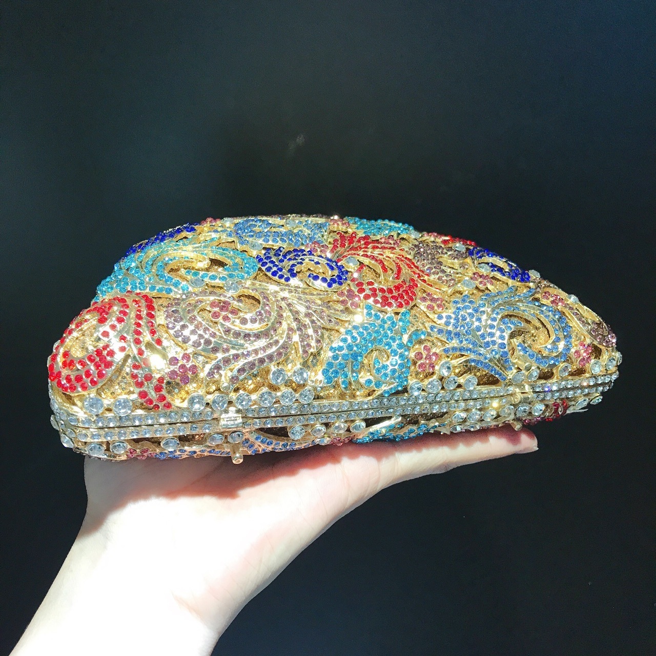Fan Fuente bolsos de maquillaje estilo europeo y americano bolsos de banquete de diamantes bolsos de cadena bolsos de diamantes coloridos bolsos de mano bolsos de mujer