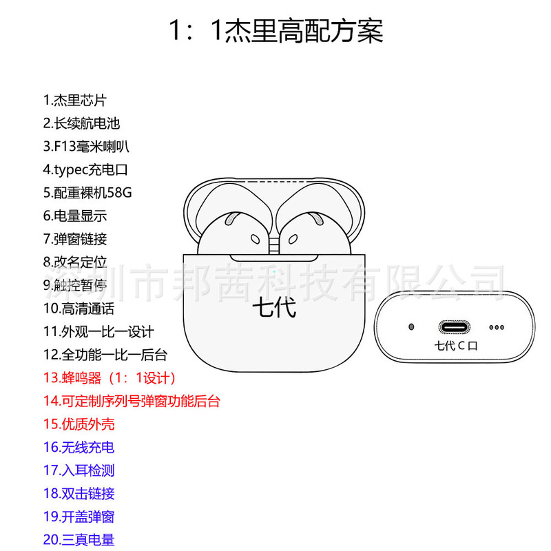华强北耳机工厂一比一5代6代7代新款降噪弹窗适用苹果手机蓝牙耳|undefined