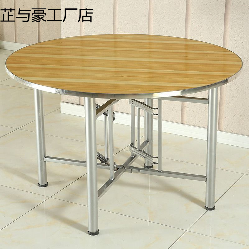 Canteen Table Frame Large Round Table Country Dining Table Glass Turntable Round Tabletop Hotel Foldableing Table Home Dining Table