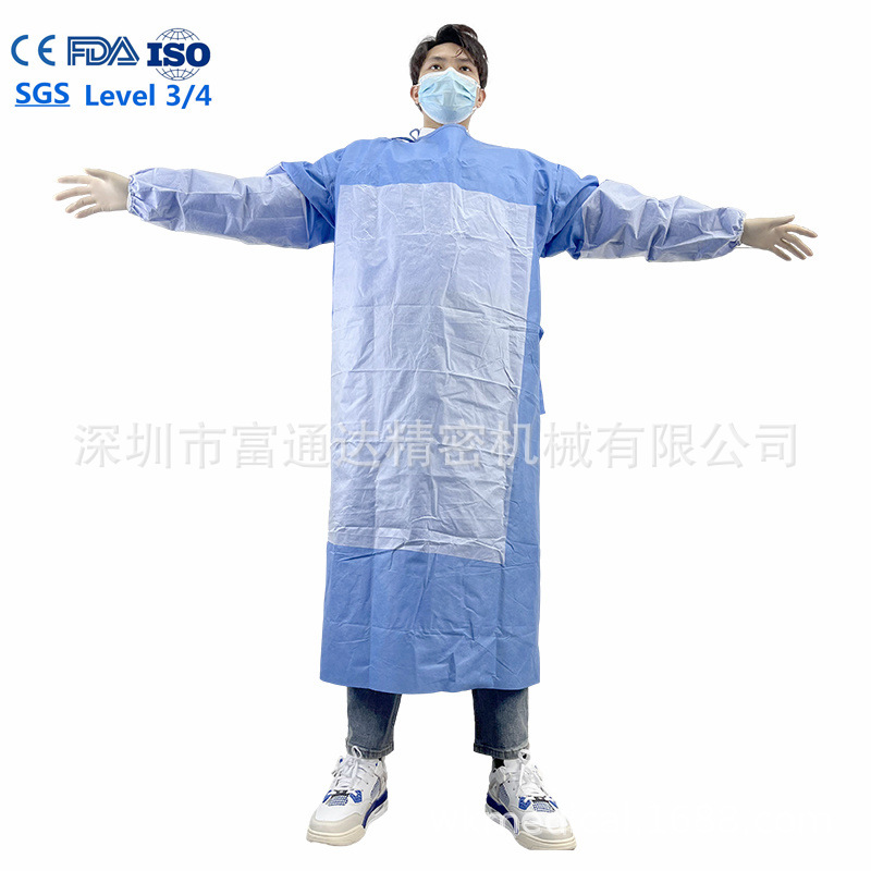 astm aami level 3一次性隔离衣医院用PP+PE面料无纺布蓝色手术衣